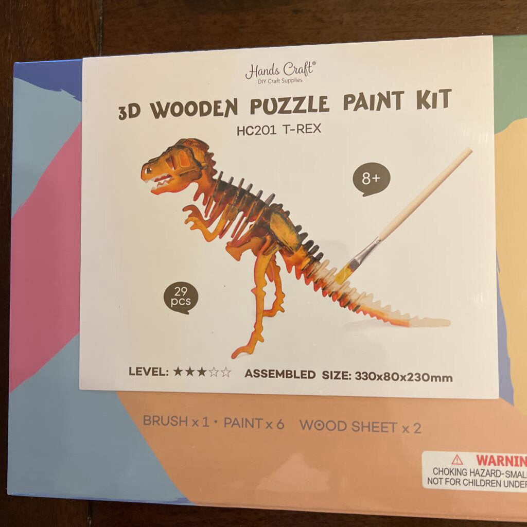 T-Rex 3D Wooden Puzzle with Paint Kit HC