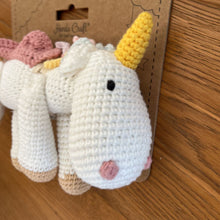 Load image into Gallery viewer, Unicorn Handmade Crochet Doll GOTS Certified Organic Cotton HC

