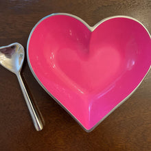 Load image into Gallery viewer, Happy Barbie Hot Pink Heart with Spoon Handcrafted of food safe polished aluminum Won&#39;t Tarnish chip or break
