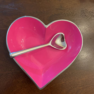 Happy Barbie Hot Pink Heart with Spoon Handcrafted of food safe polished aluminum Won't Tarnish chip or break