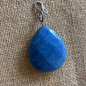 Blue Stone Pendant with Silver Hook