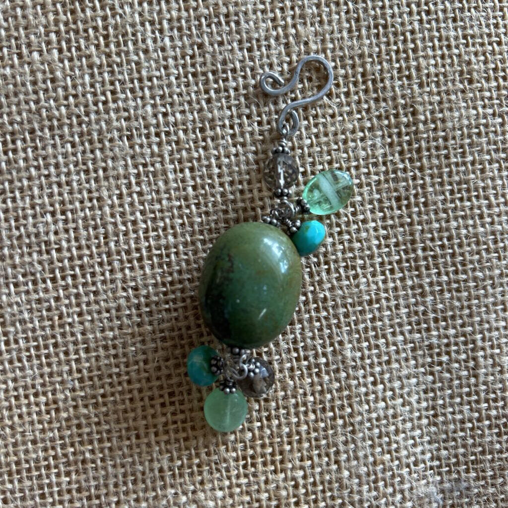 Greens cluster Stones Pendant With Sterling Silver Hook