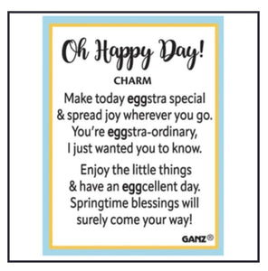15500ST Oh Happy Day! Striped Glass Egg Charm w/Card