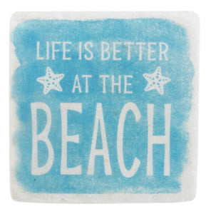 15495 Beach Text Coasters, Set of 4