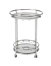 Load image into Gallery viewer, 15539 Utopia Mirrored Bar Cart w/Casters, (round, chrome)
