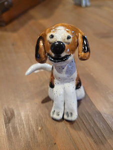 Handpainted and handmade ceramic beagle figurine
