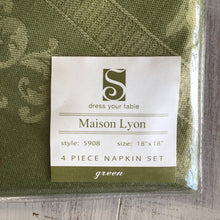 Load image into Gallery viewer, 8298 Jacquard Napkin Green Pkg/4 18&quot;sq
