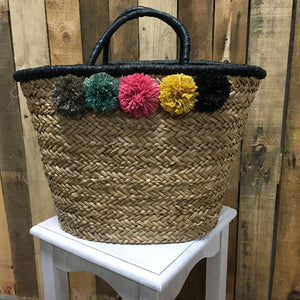 Bay Sky Straw Bag with Tassel Front
