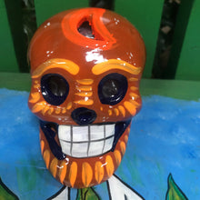 Load image into Gallery viewer, Day of the Dead Skull - Clay - Yellow Tones - Approx 3 in Tall
