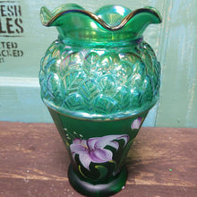 Load image into Gallery viewer, Fenton Art Glass vase, Designer Showcase Series (green iridescent)
