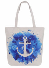 Load image into Gallery viewer, 13970 Anchor Nautical Canvas Bag w/Zipper
