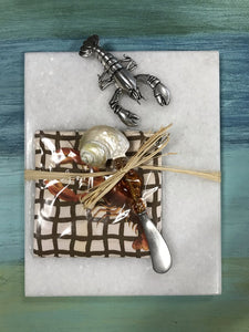 9336 Shellfish Marble Board w/Spreader and Napkins