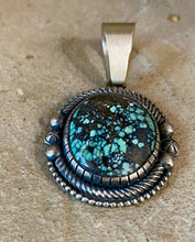 Load image into Gallery viewer, C9 Ray Bennett Sterling Spiderweb Turquoise pendant Navajo

