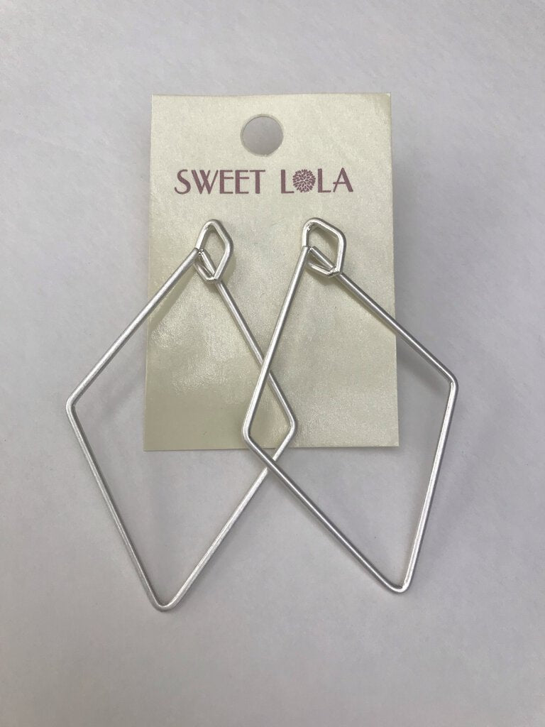 Sweet Lola Silver Geometric Earrings (pierced)1.75 x 3