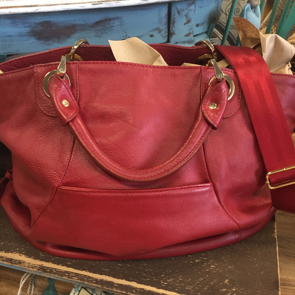 Kenar Red Velvet Leather handbag