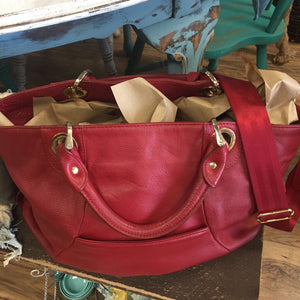 Kenar Red Velvet Leather handbag