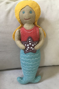 13981 Wool Mermaid Tooth Fairy Pillow, 6" x 16"