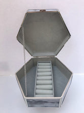 Load image into Gallery viewer, Abbey Jewelry Box-Hex, Faux Stone, Grey/Brown Tones, 6.5&quot; x 3.25&quot;h
