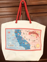 Load image into Gallery viewer, California Beach Tote w/Striped Pouch, 21 x 18 x 9
