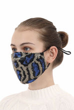 Load image into Gallery viewer, 14082-Blue/White Leopard Sequin Mask
