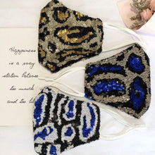 Load image into Gallery viewer, 14082-Blue/White Leopard Sequin Mask
