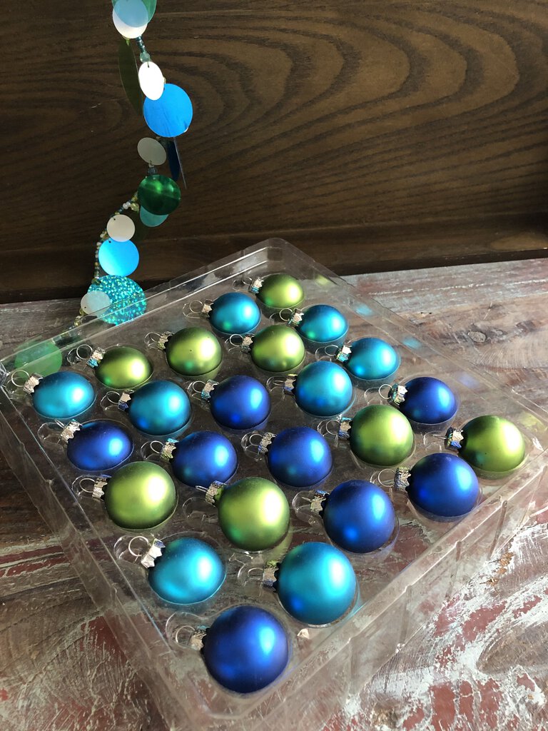 Set of 24 Coastal Colors Glass Ornaments 11/2