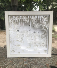 Load image into Gallery viewer, 14118-LIGHT-UP Winter Scene Box, White, 8x8x2&quot;
