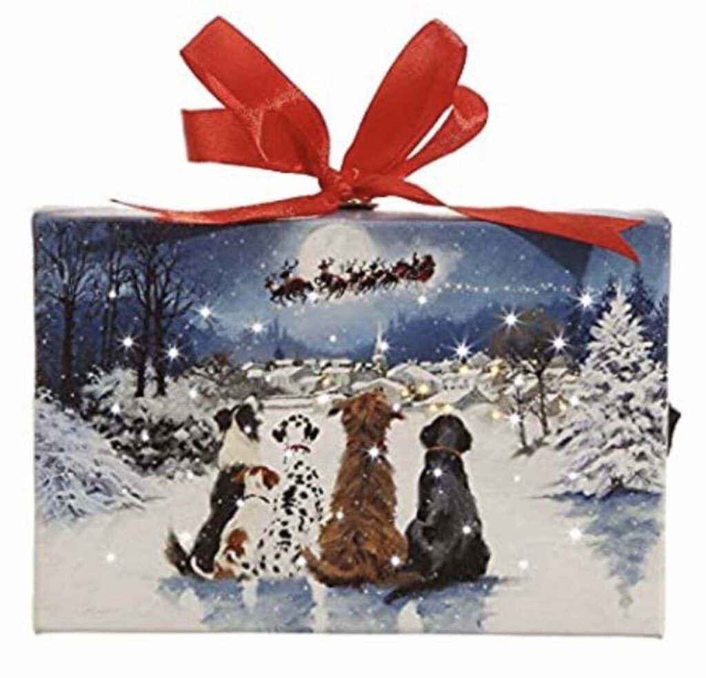 13703-Dogs Watching Santa LIGHT-UP Easel, 6