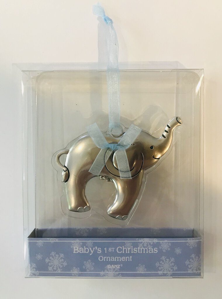 14165 Baby Elephant Ornament, Boy (Boxed)
