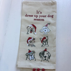 Dog season dish towel